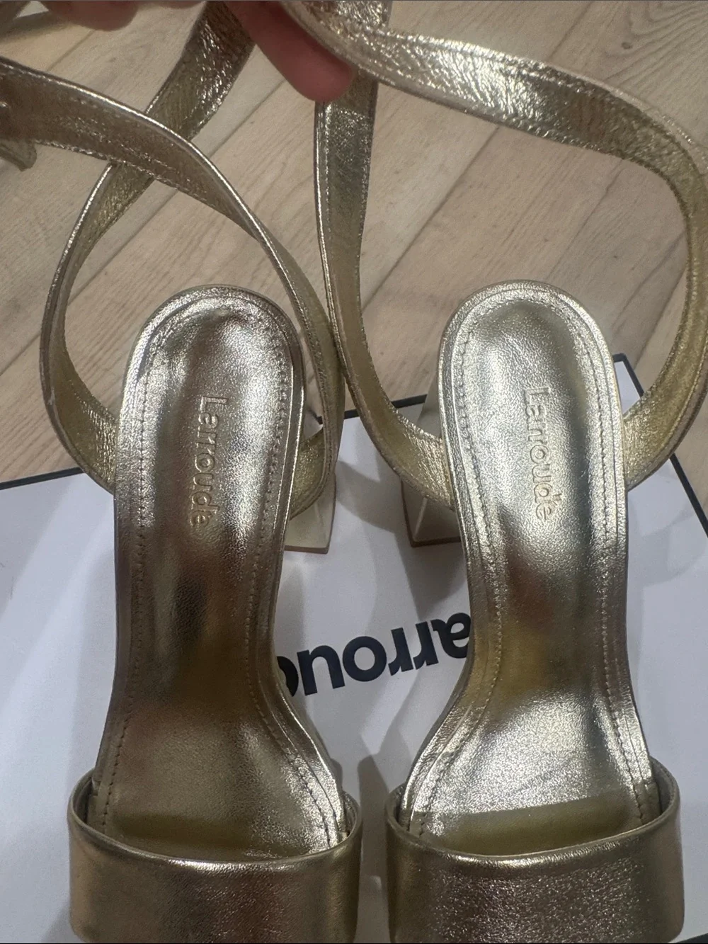 Larroude Dolly Platform Heel, metallic size 6, excellent condition